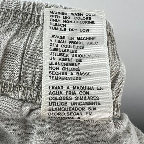 James Perse Beige Gray Linen Pants High-Rise Straight Elastic Waistband Size 0 - Picture 10 of 10